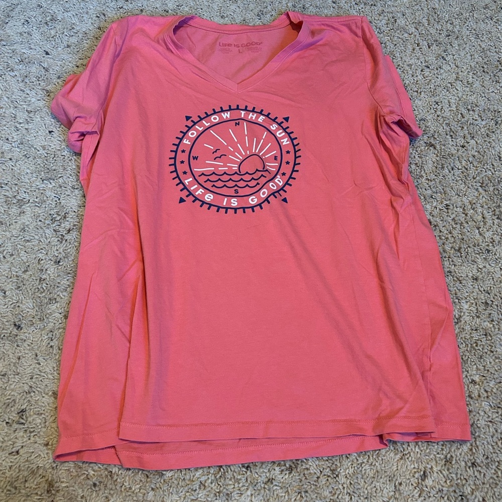 Life Is Good Coral Graphic Tee